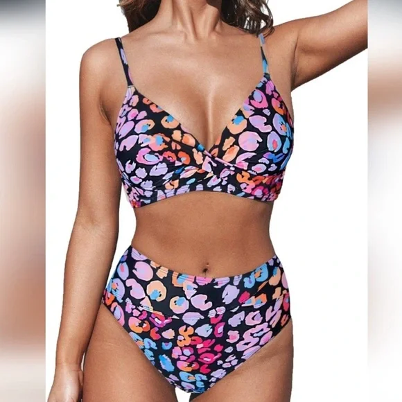 Cupshe Pink and Orange Bikini High-Waisted Swimwear - Picture 7 of 7